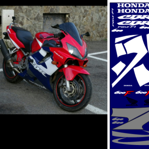 kit Stickere Moto compatibile Honda Cbr 600 f4i rosu alb argintiu